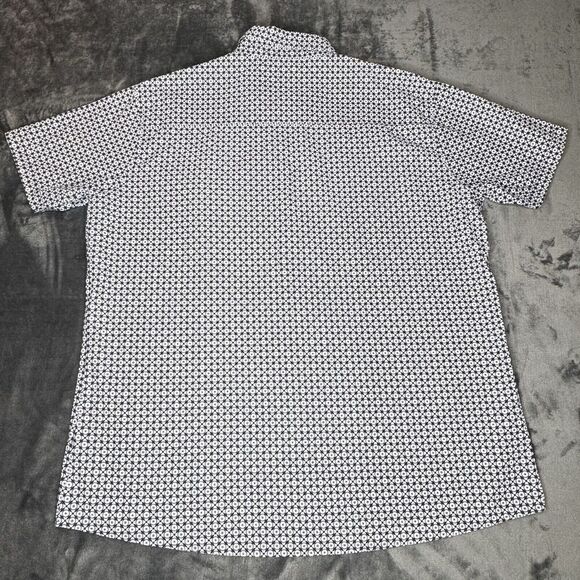 Abstract One Sz 3x Button Shirt Casual Mens Navy White Geometric Short Sleeve - Picture 10 of 15